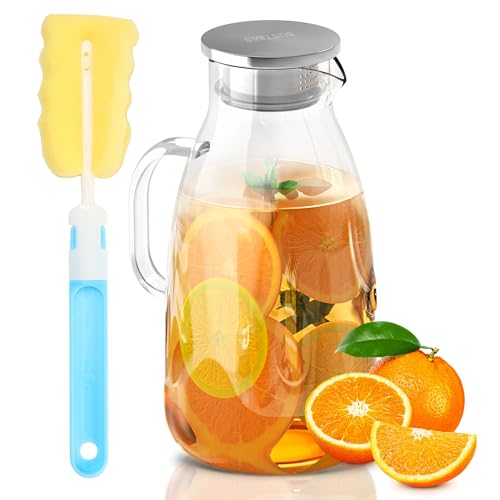 3 Liter 101 oz Glass Pitcher with Lid and Spout