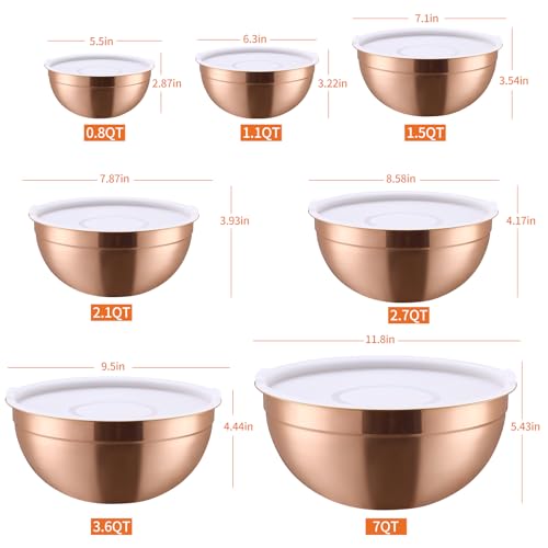 Rose Gold Mixing Bowls With Airtight Lids