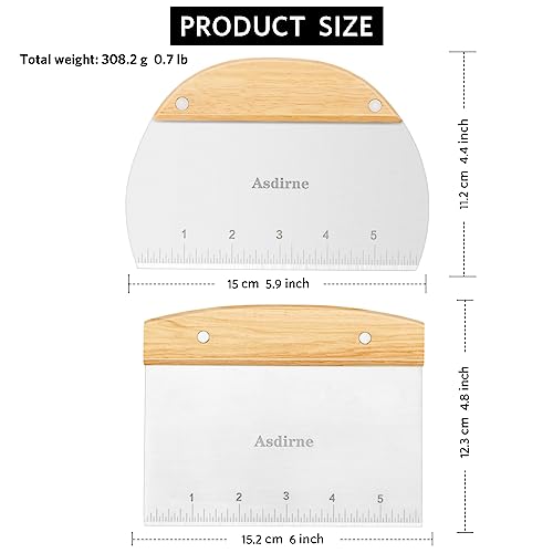 Dough Cutter Dough Scraper with Wooden Handle and Food Grade Stainless Steel Blade (11.9931 Ounce)