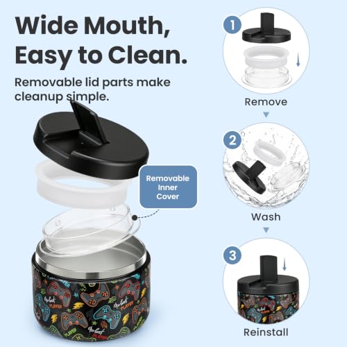 12oz Insulated Vacuum Food Jar with Buckle Lid Wide Mouth Soup Thermo for Hot Food Kids Leakproof Stainless Steel Lunch Container