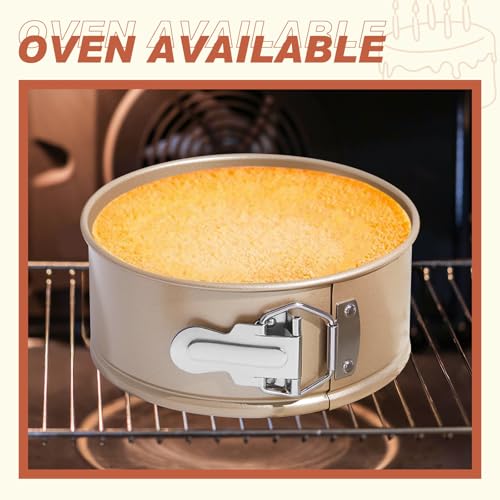 4 Pcs 6 Inch Non Stick Springform Pan with Removable Bottom Carbon Steel Round Springform Cheesecake Pan with Stainless Steel Spring Buckles for Baking Kitchens Restaurant (4 Count)