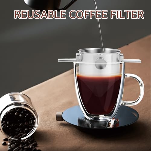 Pour Over Coffee Dripper Stainless Steel Coffee Filter Pour Over Coffee Maker Collapsible Coffee Dripper Cup Cone Filter for Travel Camping