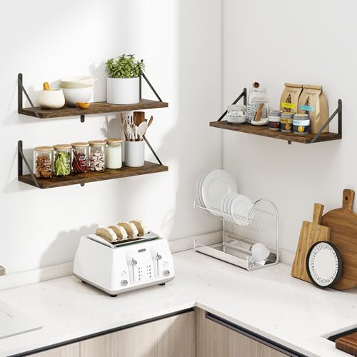 Floating Book Shelves for Wall (3 Count)