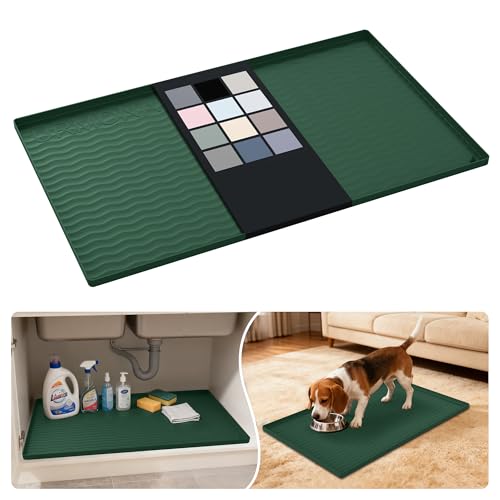 Waterproof Silicone Under Sink Mat 31'' x 19'' Shelf Liner for Kitchen and Bathroom