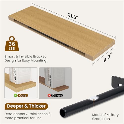 9.3Inch Deep Floating Shelves for Wall (2 Count)