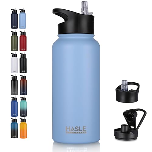 32 oz Insulated Water Bottle Stainless Steel Double Walled Vacuum Sports Water Bottle with 2 Lids