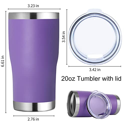 20oz Tumbler with Lid Stainless Steel Tumblers Bulk (8 Count)
