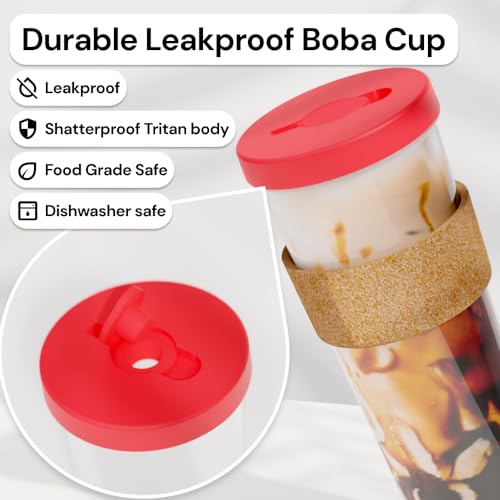 Hot Pink Reusable Boba Tea Cup with Straw