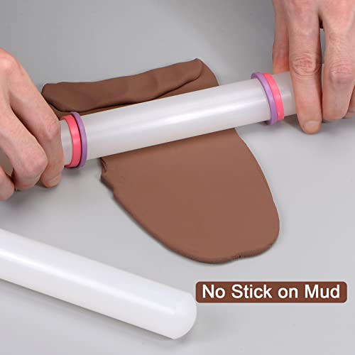 2pcs Fondant Rolling Pin 9 Inch x 0.98 Inch Adjustable Guide Rings Non (2 Count)