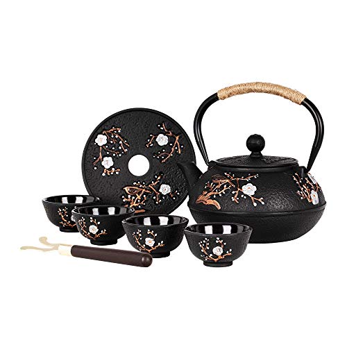 Japanese Style Cast Iron Teapot with Infuser Trivet Tetsubin Kettle