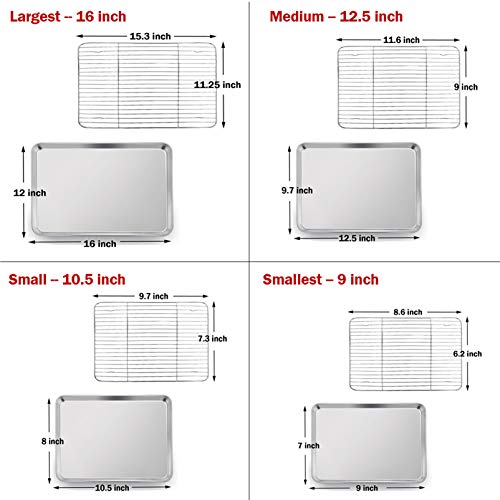 16 + 12.5 + 10.4 + 9 Inch Baking Sheet & Rack