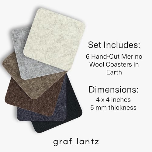 Bierfilzl Merino Wool Square Coasters Set of 6 (6 Count)