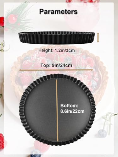 9 Inch Quiche Pans 2 Pack. Removable Bottom