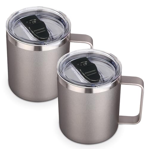14oz Insulated Stainless Steel Coffee Mug with Lid Bulk 2 Pack (2 Count)