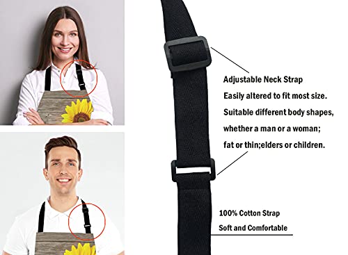 Sunflowers on Wooden Board Apron for Women and Men