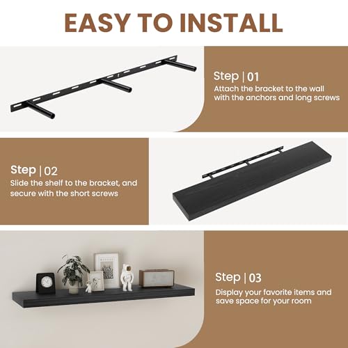 48" Black Floating Shelves