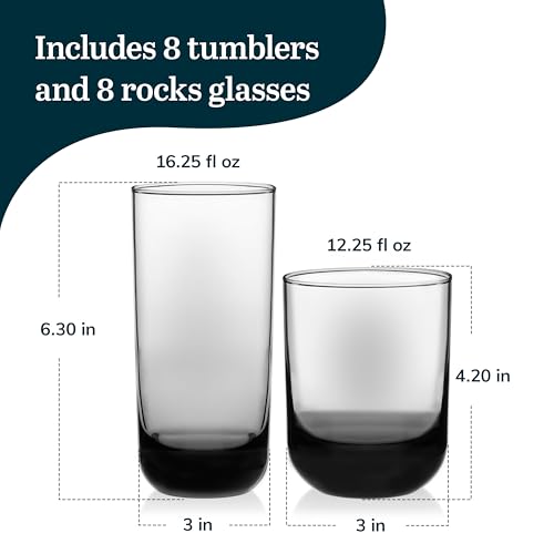 Polaris Tumbler and Rocks Glass Cups Set (16 Count)