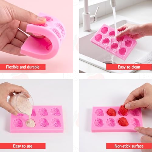 5 Packs Strawberry Mold Strawberry Chocolate Mold Fruit Silicone Molds Fondant Molds for Cake Decorations