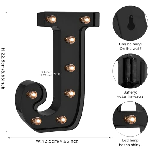 Black LED Letter Lights for Room Decor (27 Count)