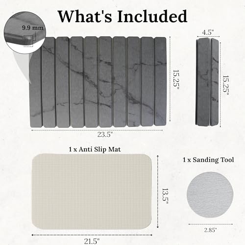 Large Stone Dish Drying Mat for Kitchen Counter 23.5”x 15.25”