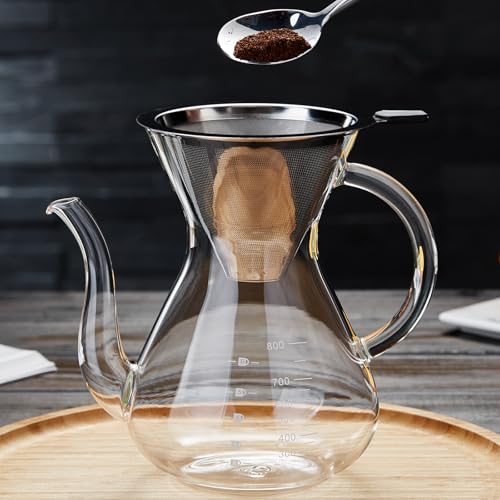 Pour Over Coffee Maker with Double Stainless Filter 27 fl oz (27 Ounce)