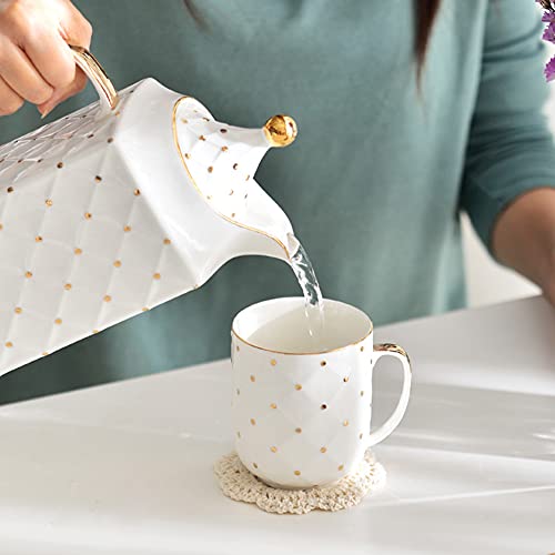 White Porcelain Tea Set Tea Gift Sets Tea Set with Tray Tea Cup Teapot Set Tea Pot 6 Cups Modern Tea Set for Tea