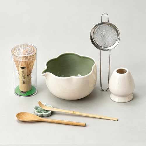 Matcha Set 8Pcs Floral Ceramic Matcha Kit with Matcha Whisk
