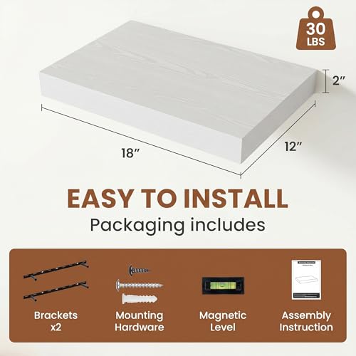Floating Shelves for Wall 18x12” Set of 2 (2 Count)