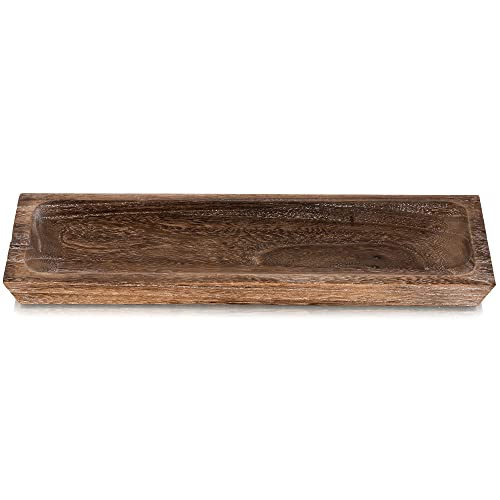 Decorative Wooden Tray Long Narrow Centerpiece Candle Holder