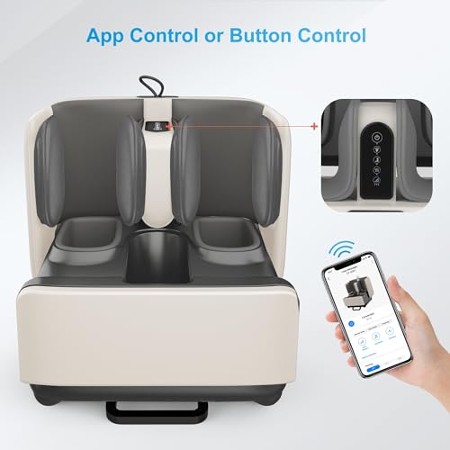 2-in-1 Shiatsu Foot Massager&Foot Rest,Foot and Calf Massager with APP Control,Heated Feet Massager for Foot Pain Relief,Gifts for Men Women