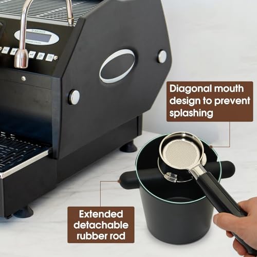5inch Knock Box Espresso Knock Box Silicone coffee Tamper Mat Espresso Machine Accessories Set of 2 with Removable Knock Bar and Anti