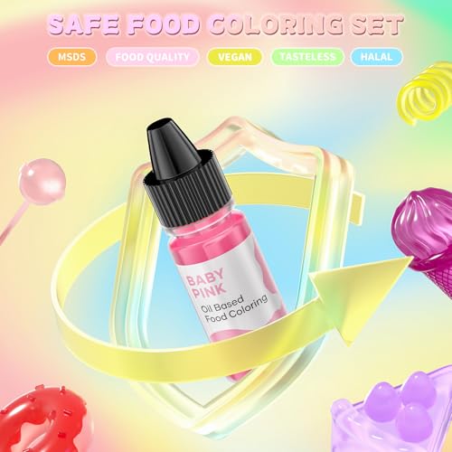 Oil Based Food Coloring for Chocolate Macaron Oil Edible Food Dye Set for Halloween Baking Royal Icing Cookie Supplies Gluten Free 7x6ml Food Grade Food Color Kit (2.8 Fl Oz)