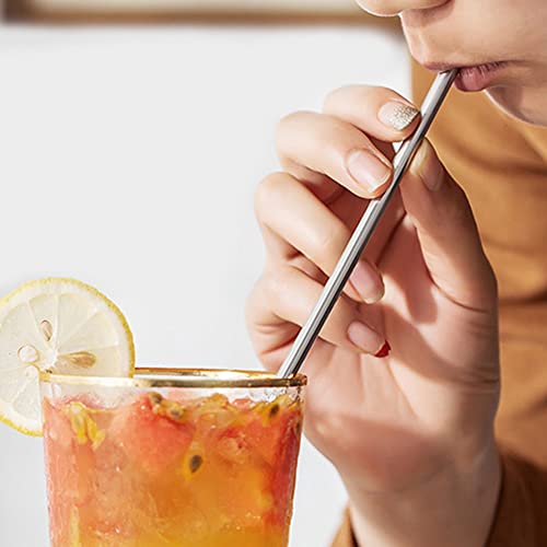 Reusable Stainless Steel Long Handle Straws Spoon