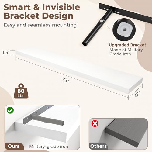 72 Inch Floating Shelves