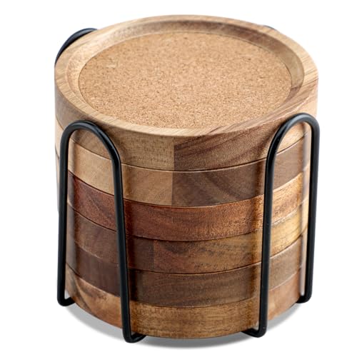 Coasters for Drinks Absorbent with Holder (6 Count)