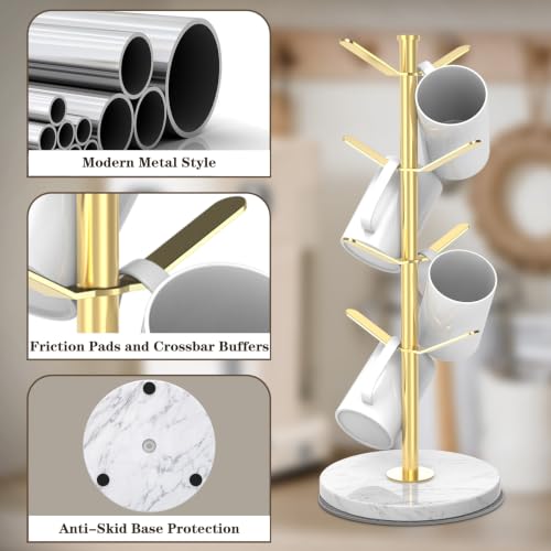 Gold Marble Mug Holder Tree with 2