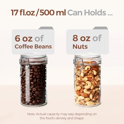 Small 16 oz Glass Jars with Airtight Lids 6 Pack Pickling Pantry (6 Count)