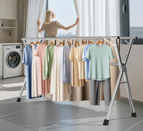 Folding Stainless Steel Laundry Drying Rack 79 Inches