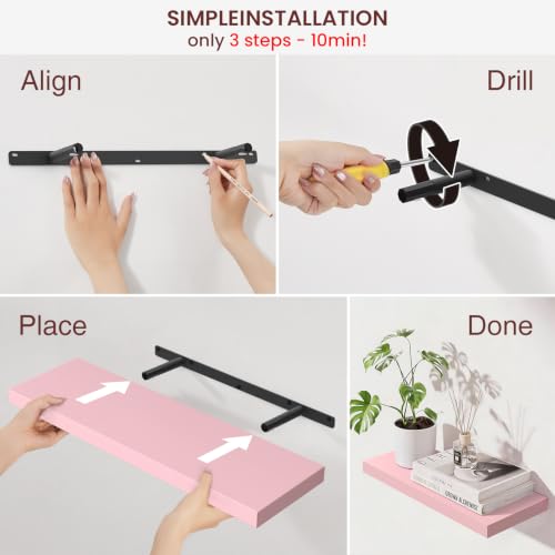 Pink Floating Shelves 22.5in