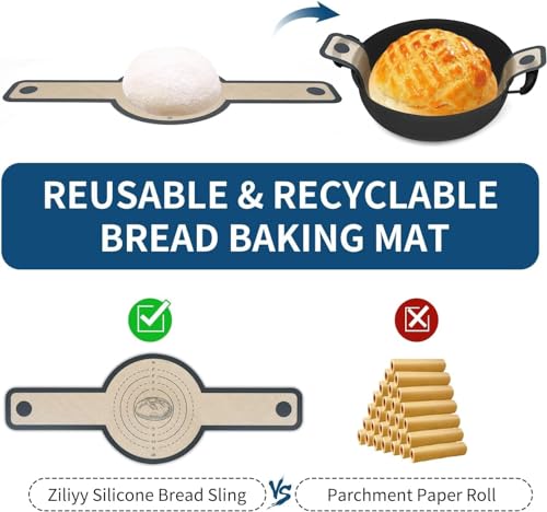 2 Pcs Silicone Bread Sling for Dutch Oven Liners Silicone Baking Mat [Non