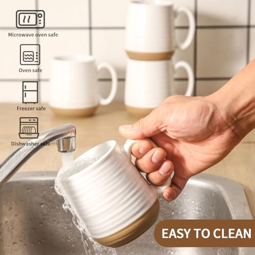 Large Ceramic Coffee Mugs Set (4 Count)
