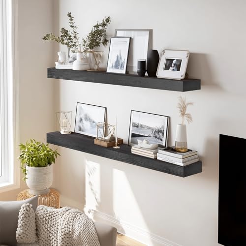 Solid Wood Floating Shelves (2 Count)