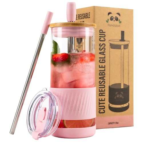 Glass Cups With Lids and Straws