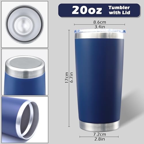 20oz Tumbler with Lid Stainless Steel Tumblers Insulated Mug Navy 12P (12 Count)