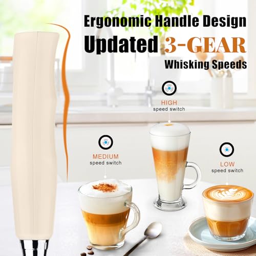 Beige Milk Frother Wand for Coffee
