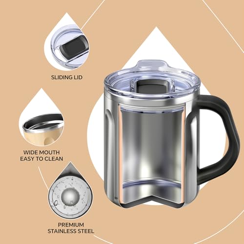 16 oz Insulated Coffee Mug with Lid and Handle