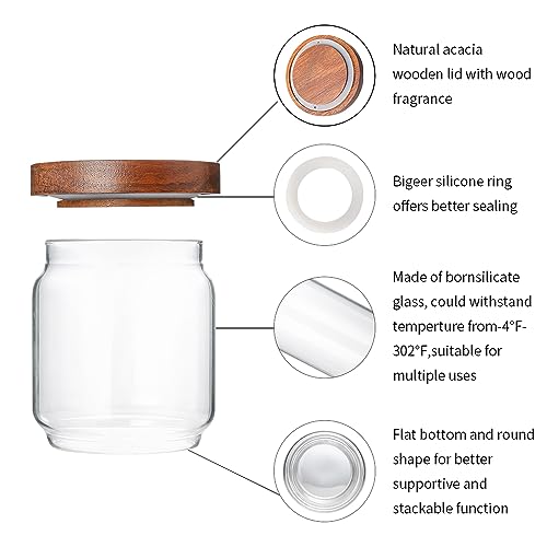 Glass Jars with Wood Lids Include 112 Labels (6 Count)