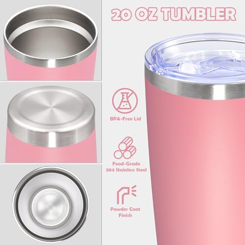 20oz Tumbler Stainless Steel Tumbler Coffee Tumbler with Lid Pink