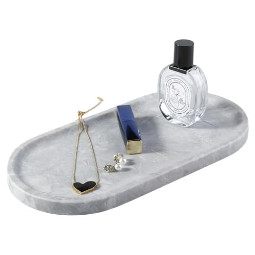 Grey Marble Tray for Bathroom Countertop