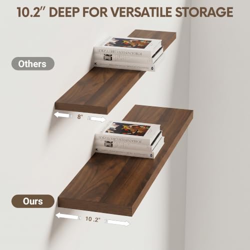 10 Inch Deep Floating Shelves 30x10” Set of 2 (2 Count)